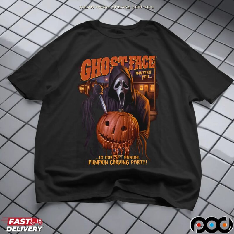 Ghostface Invites You To Our 31st Annual Pumpkin Carving Halloween Party T Shirt