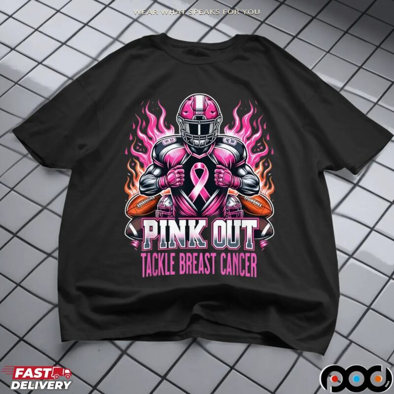 Pink Out Tackle Breast Cancer Awareness American Football Mashup T Shirt