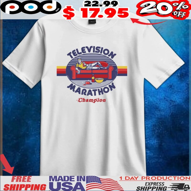 Television Marathon Champion Stripe Meme T Shirt