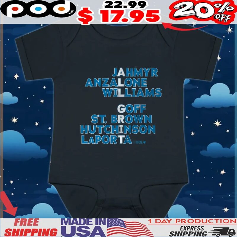 Detroit All Grit Jahmyr Anzalone Williams Goff St Brown Hutchinson Laporta Sang Names T Shirt