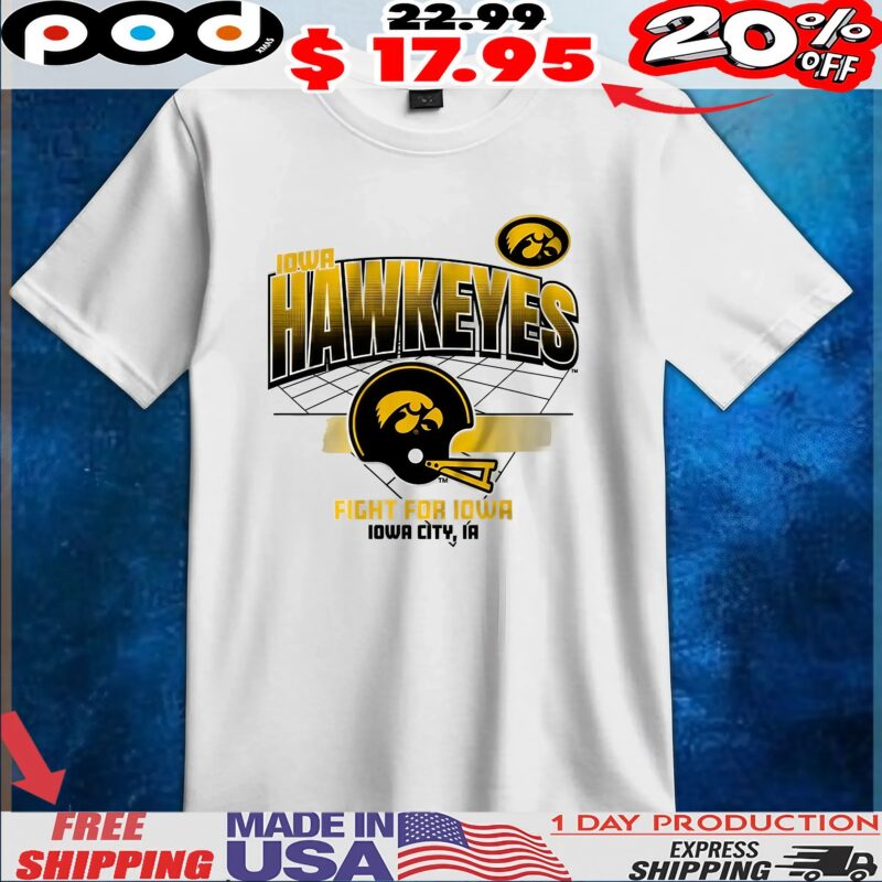 Iowa Hawkeyes Fight For Iowa Football Helmet Grid T Shirt