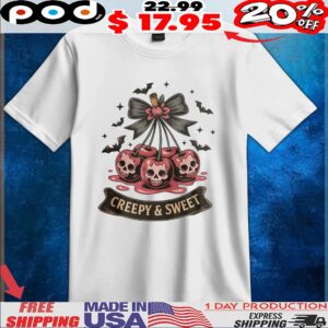 Creepy and Sweet Cherry Skull Halloween T Shirt