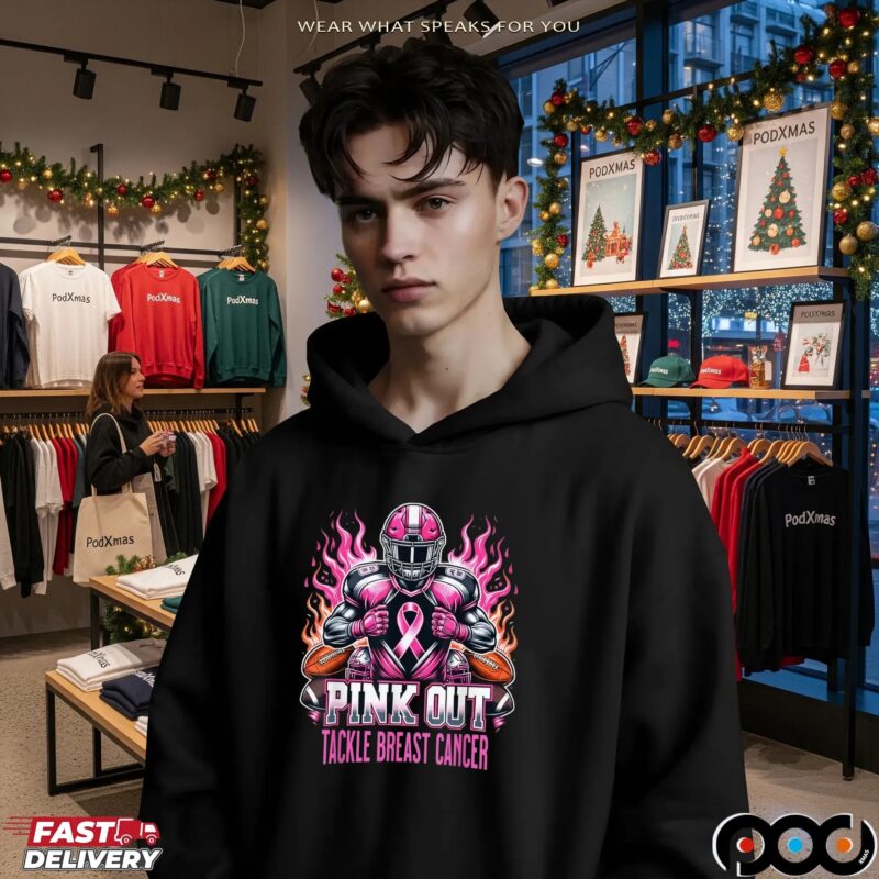 Pink Out Tackle Breast Cancer Awareness American Football Mashup T Shirt