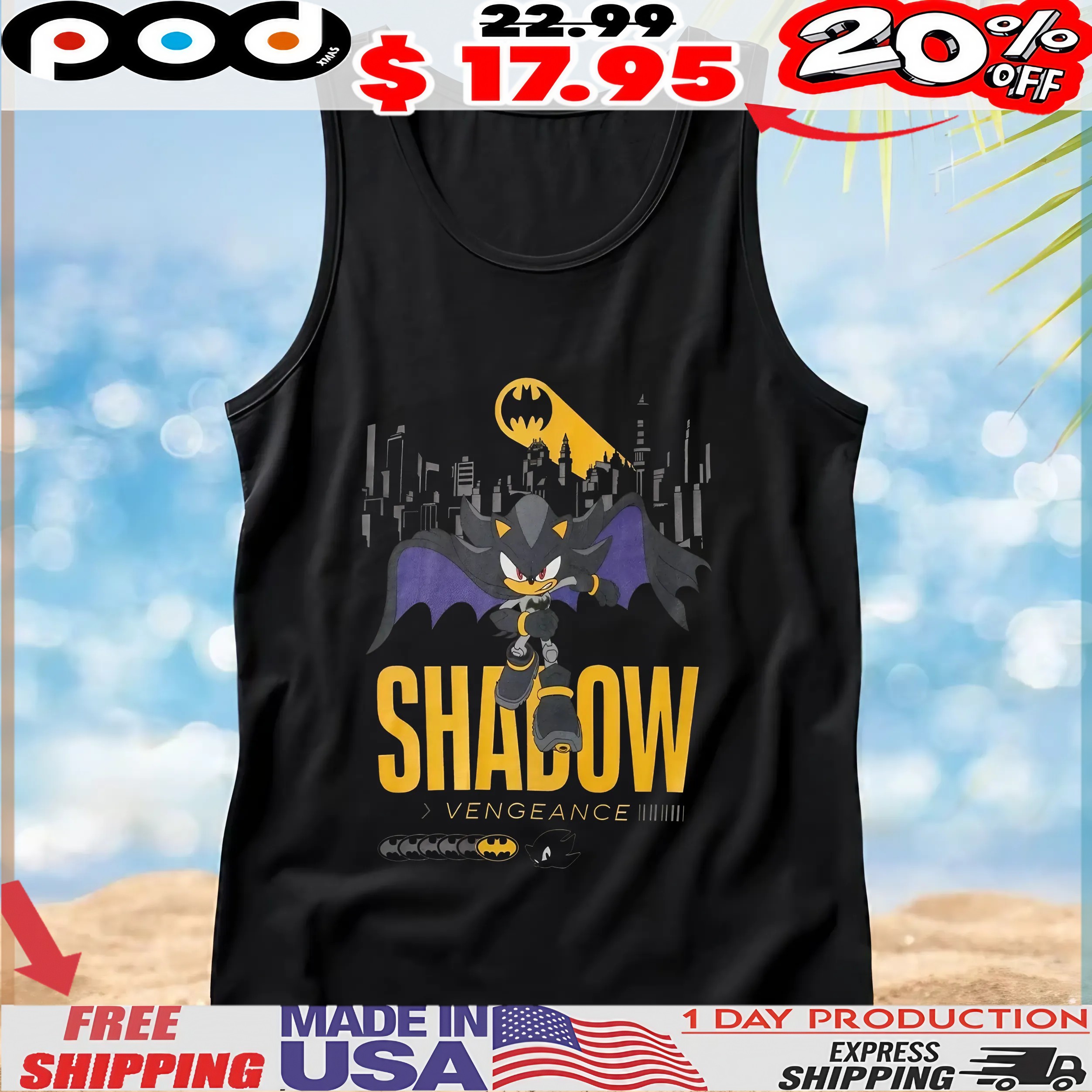 DC Comics Batman x Sonic the Hedgehog Shadow Vengeance T Shirt