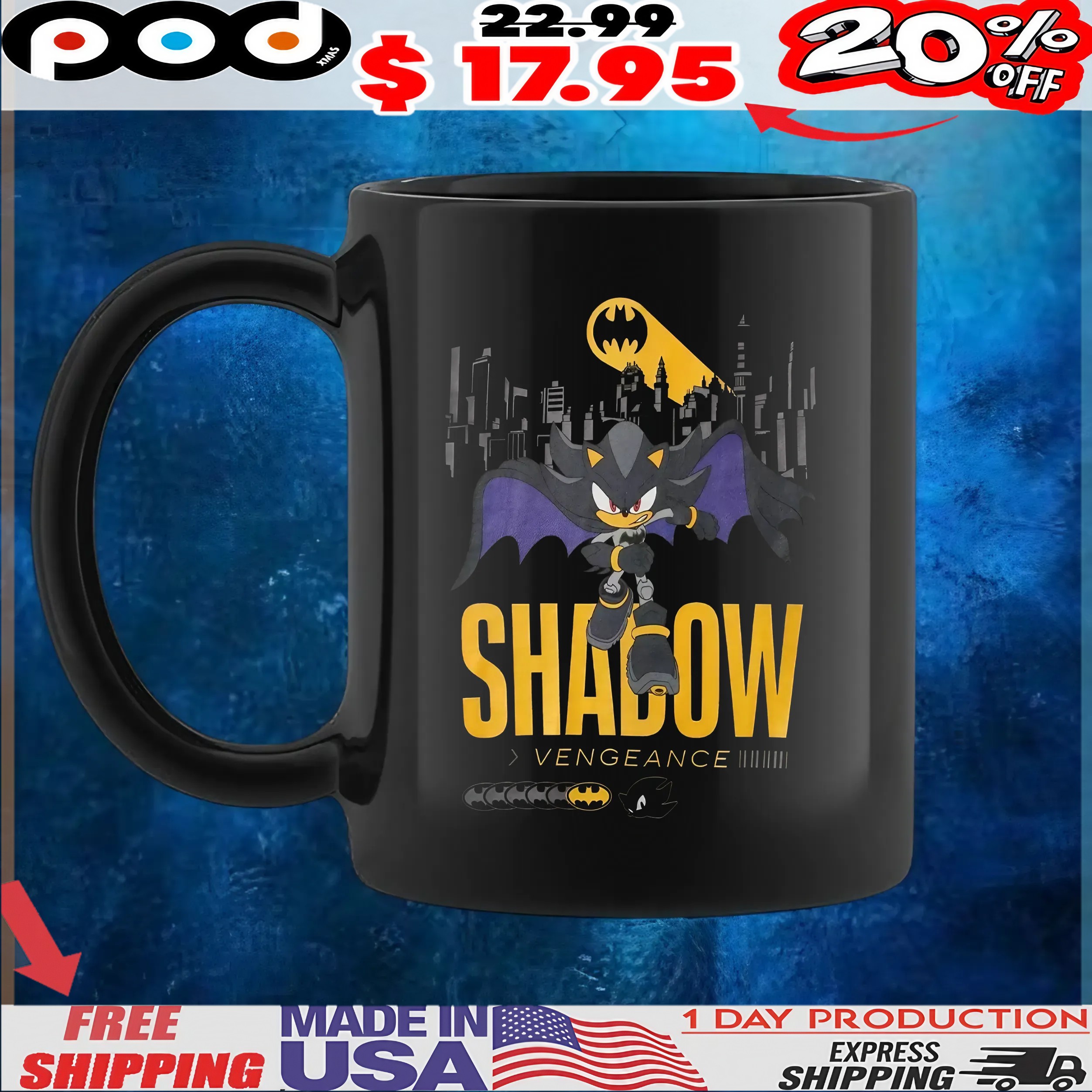 DC Comics Batman x Sonic the Hedgehog Shadow Vengeance T Shirt