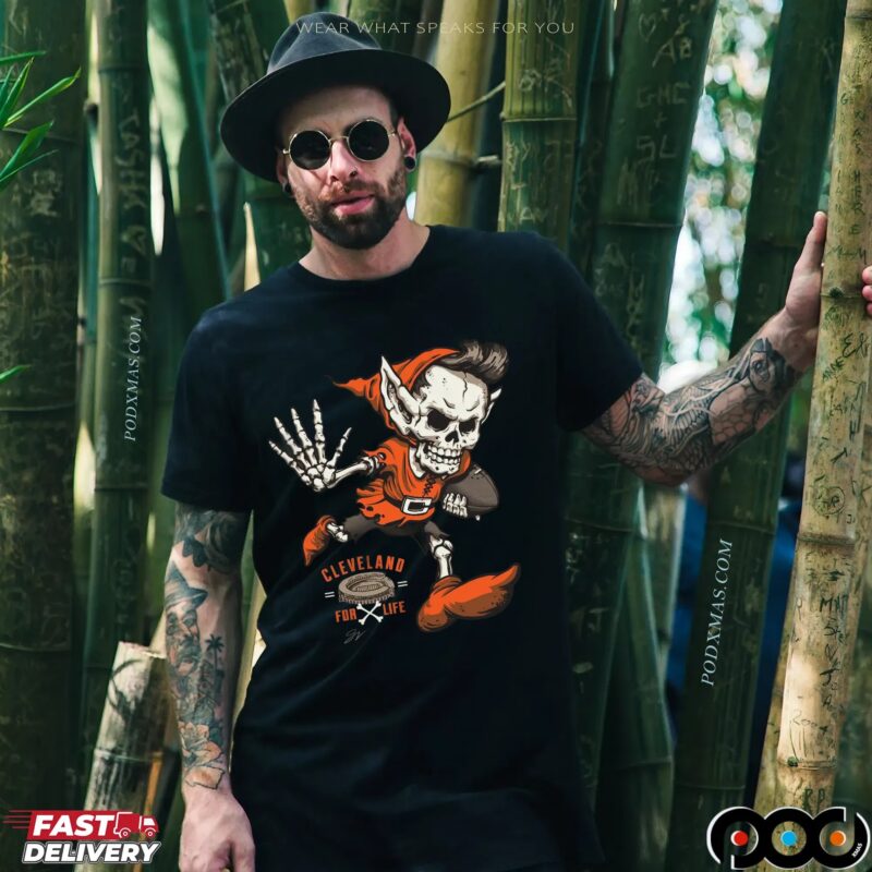 Cleveland For Life Skeleton Elf Halloween T Shirt