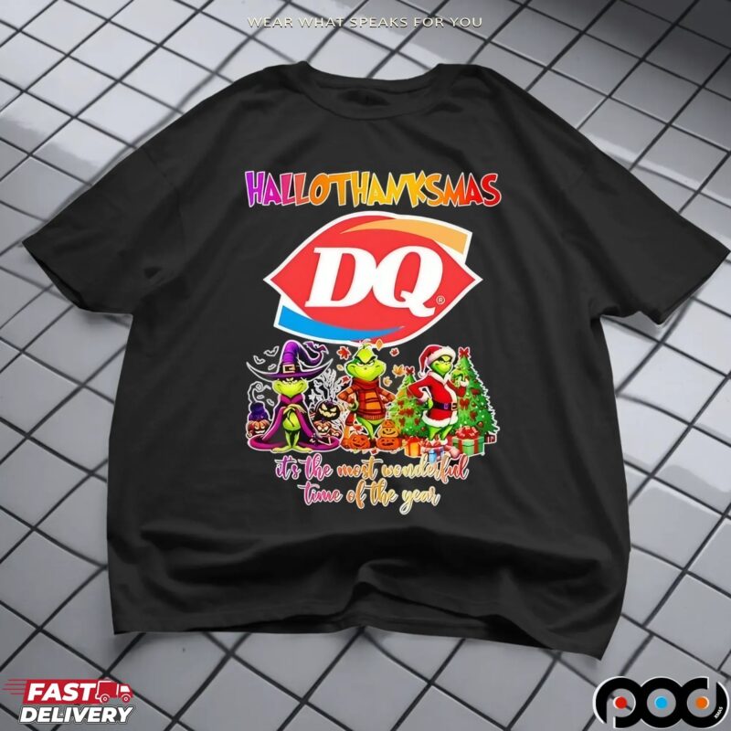 Grinch Hallothanksmas Dairy Queen It's The Most Wonderful Time Of The Year Halloween Christmas Mashup T Shirt