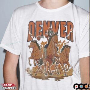 Denver Broncos Football Skeleton Horse T Shirt