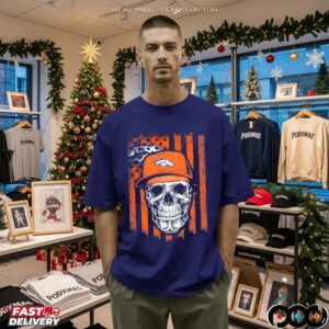 Denver Broncos Football Skull Flag T Shirt