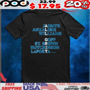 Detroit All Grit Jahmyr Anzalone Williams Goff St Brown Hutchinson Laporta Sang Names T Shirt