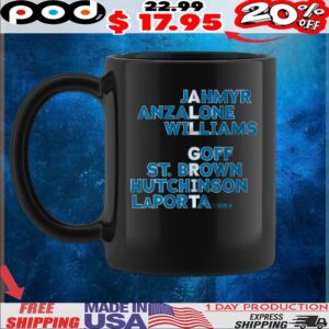 Detroit All Grit Jahmyr Anzalone Williams Goff St Brown Hutchinson Laporta Sang Names T Shirt