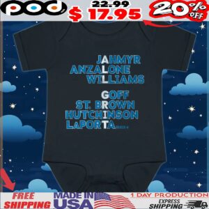 Detroit All Grit Names Jahmyr Anzalone Williams Goff St Brown Hutchinson Laporta T Shirt