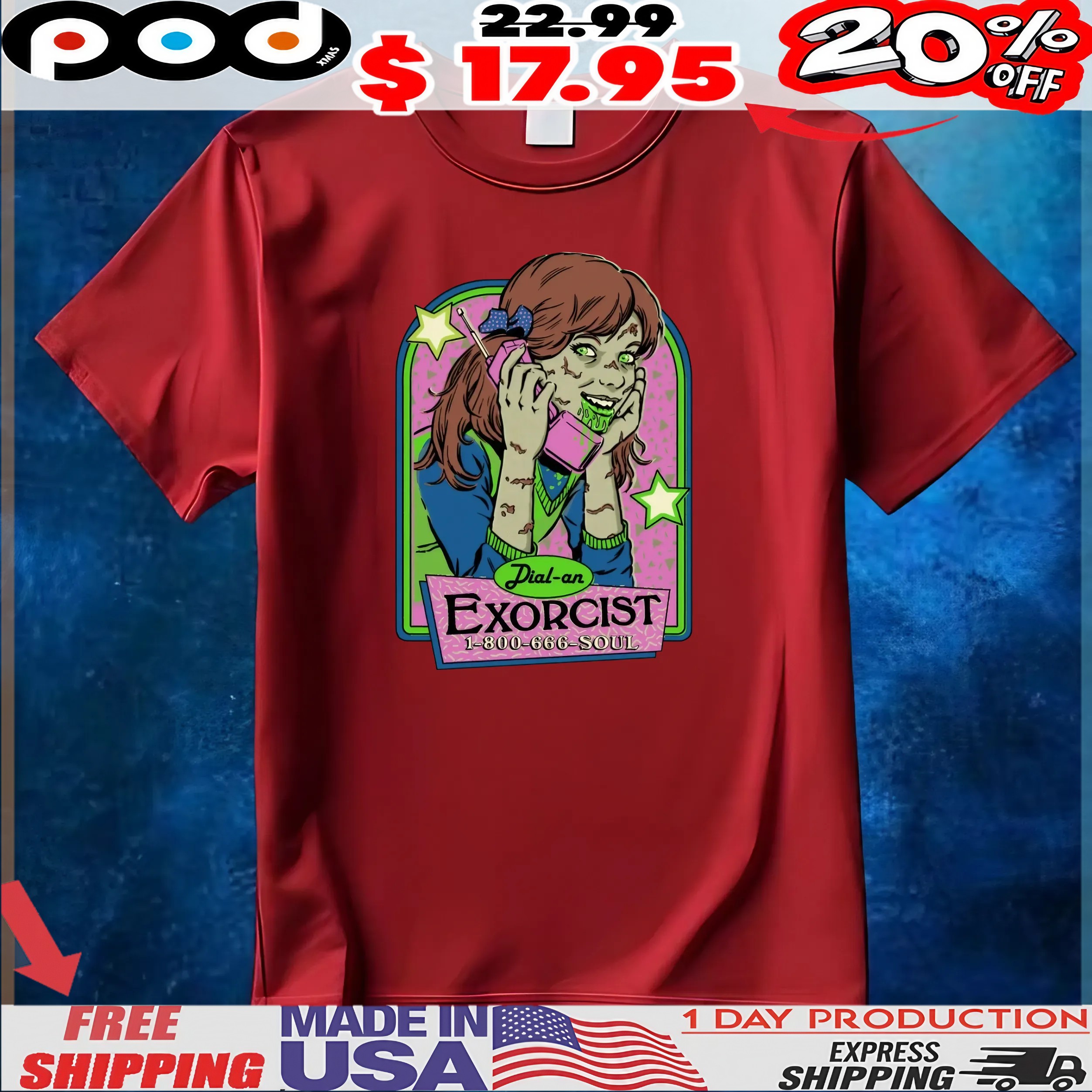 Dial An Exorcist Horror Halloween Graphic T Shirt