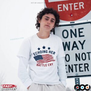 Echoing Her Battle Cry Erika USA Flag T Shirt