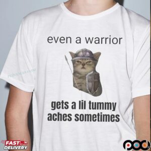 Even A Warrior Gets A Lil Tummy Aches Sometimes Cat T Shirt
