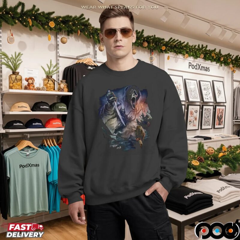 Ghost Face Nightmare City Halloween Graphic Art T Shirt