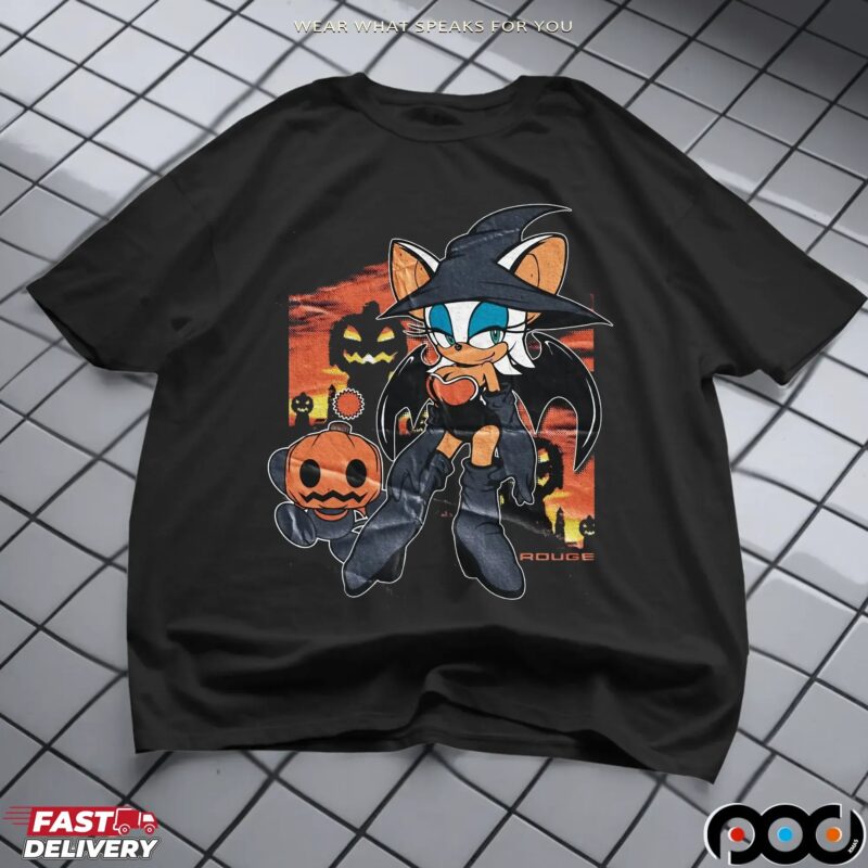Rouge the Bat Halloween Sonic Witch Pumpkins and Spooky Night Halloween Costume Graphic T Shirt