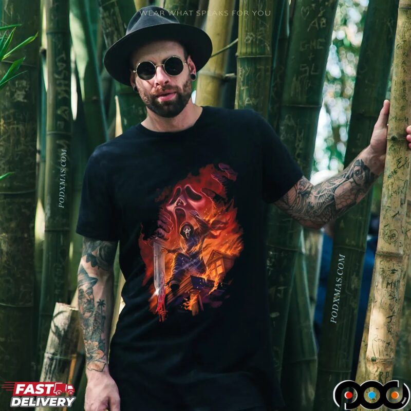 Ghostface Fire In The Night Halloween T Shirt