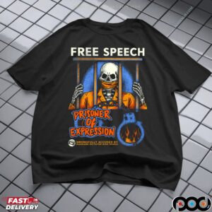 Free Speech Prisoner Of Expression Wrongfully Accused By Wannabe Dictator Ding Dongs Skeleton T Shirt