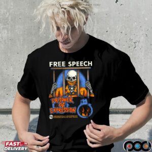 Free Speech Prisoner Of Expression Wrongfully Accused By Wannabe Dictator Ding Dongs Skeleton T Shirt