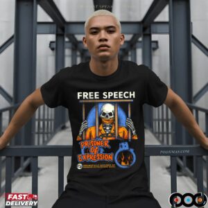 Free Speech Prisoner Of Expression Wrongfully Accused By Wannabe Dictator Ding Dongs Skeleton T Shirt