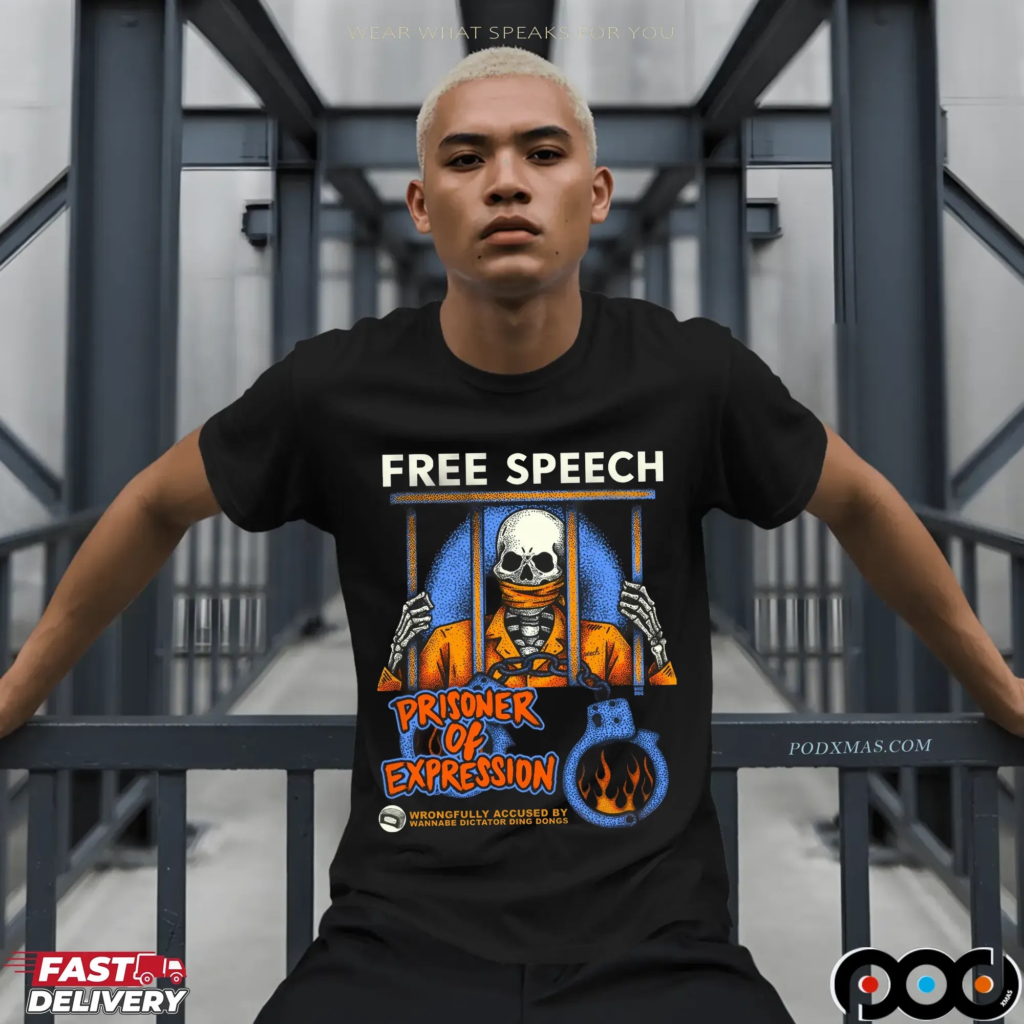 Free Speech Prisoner Of Expression Wrongfully Accused By Wannabe Dictator Ding Dongs Skeleton T Shirt Free Speech Prisoner Of Expression Wrongfully Accused By Wannabe Dictator Ding Dongs Skeleton T Shirt