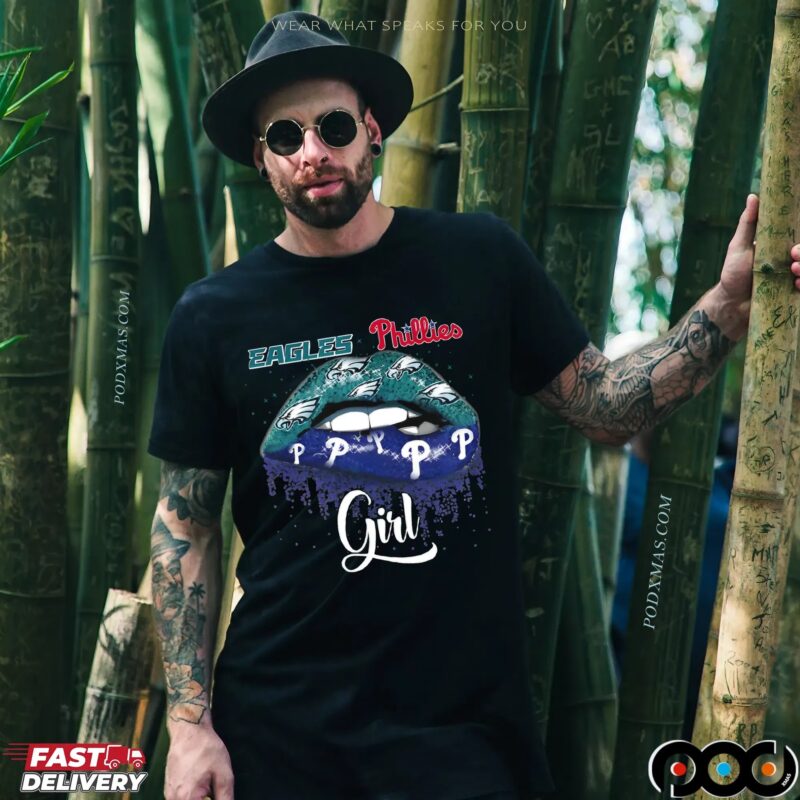 Philadelphia Sports Eagles X Phillies Girl Lips Mashup T Shirt