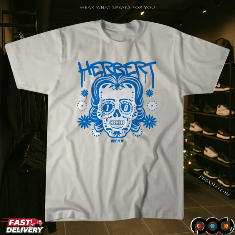Justin Herbert Los Angeles Chargers Sugar Skull Remix Football Halloween Mashup T Shirt Justin Herbert Los Angeles Chargers Sugar Skull Remix Football Halloween Mashup T Shirt