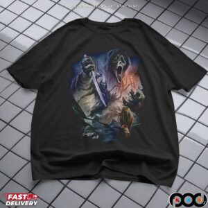 Ghost Face Nightmare City Halloween Graphic Art T Shirt