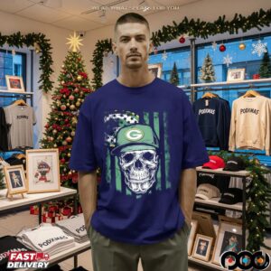 Green Bay Packers Football Skull Flag T Shirt