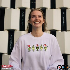 Grinch 5 Santa Christmas Faces Holiday Graphic T Shirt