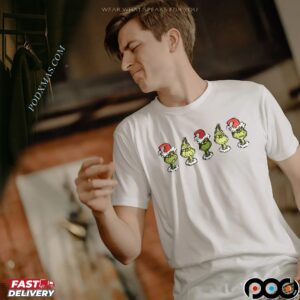 Grinch 5 Santa Christmas Faces Holiday Graphic T Shirt