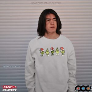 Grinch 5 Santa Christmas Faces Holiday Graphic T Shirt
