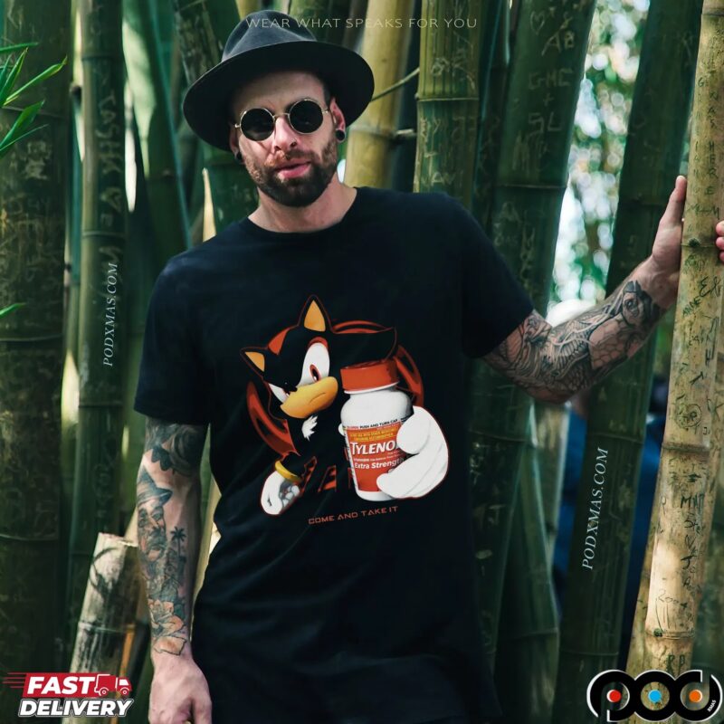 Shadow the Hedgehog Holding Tylenol Come and Take It Sonic Mashup T Shirt