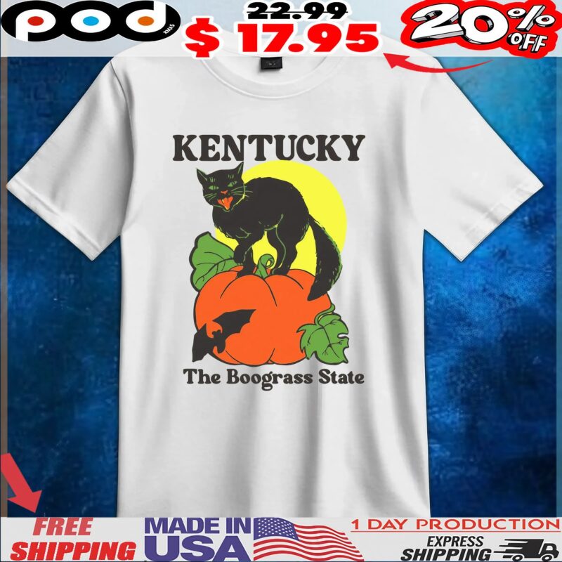 Kentucky The Boograss State Black Cat Pumpkin Halloween T Shirt