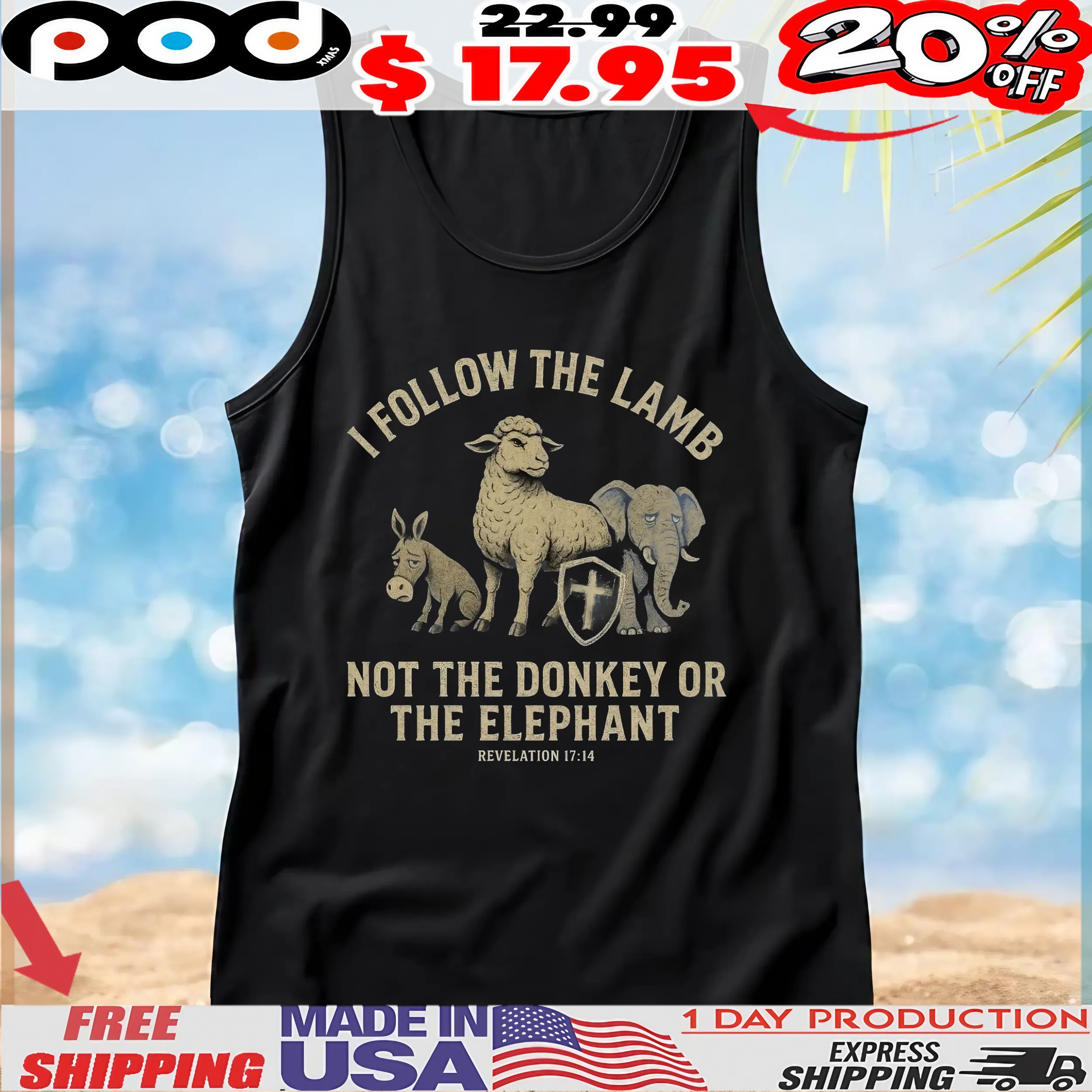 I Follow The Lamb Not The Donkey Or The Elephant Revelation Vintage T Shirt