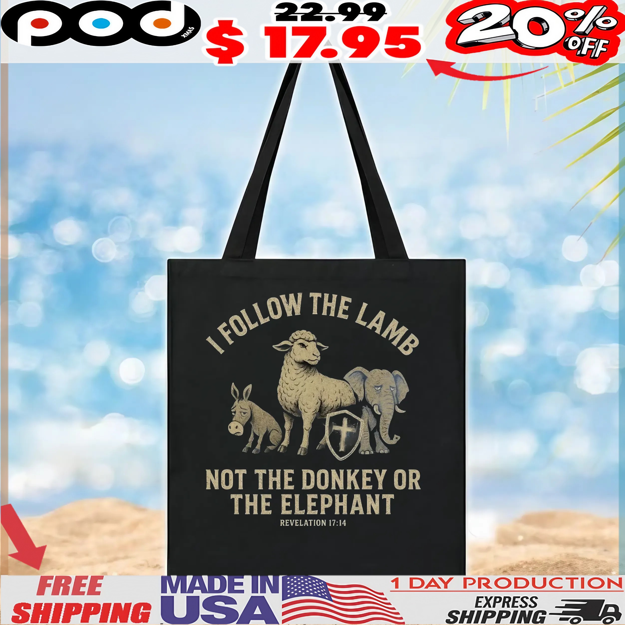 I Follow The Lamb Not The Donkey Or The Elephant Revelation Vintage T Shirt