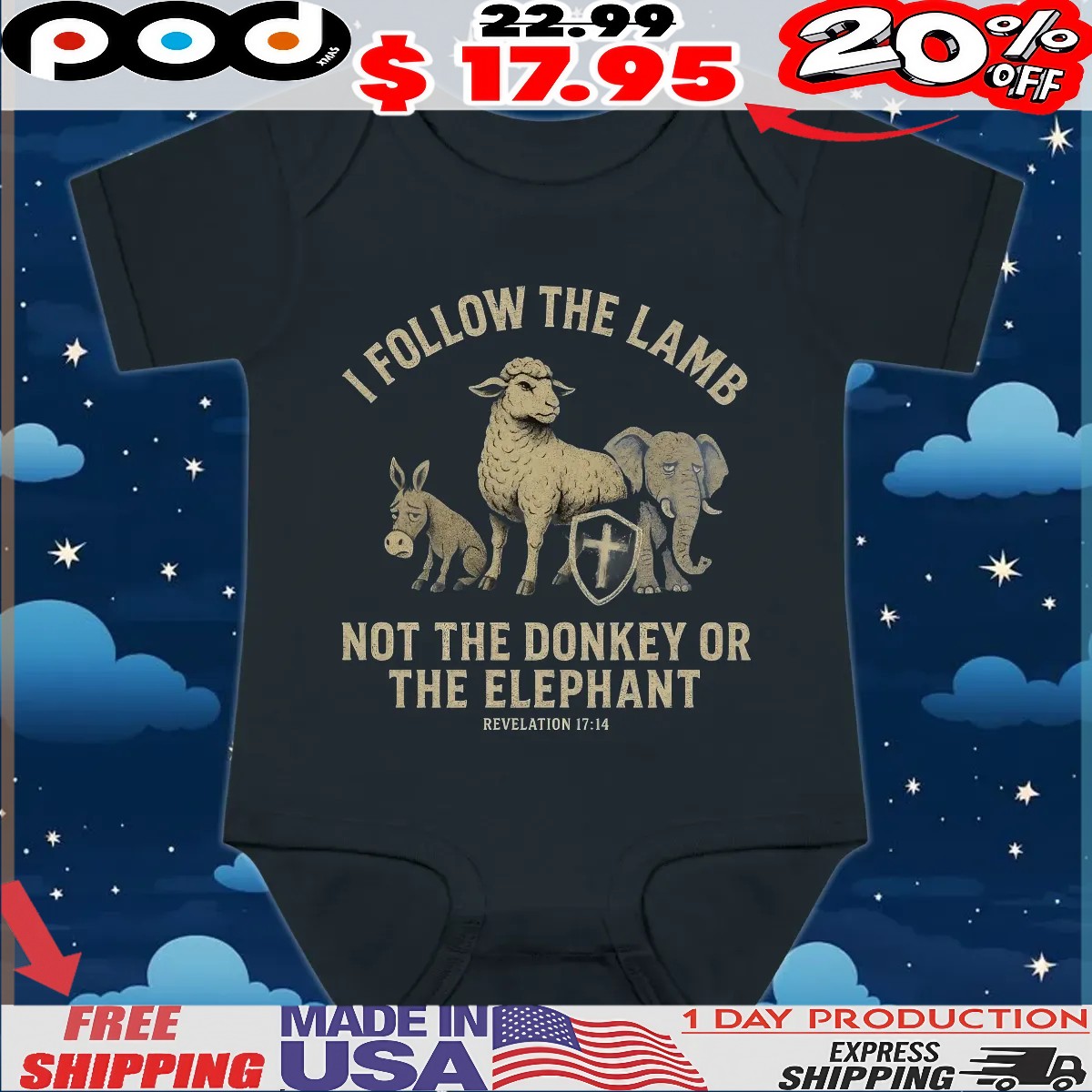 I Follow The Lamb Not The Donkey Or The Elephant Revelation Vintage T Shirt