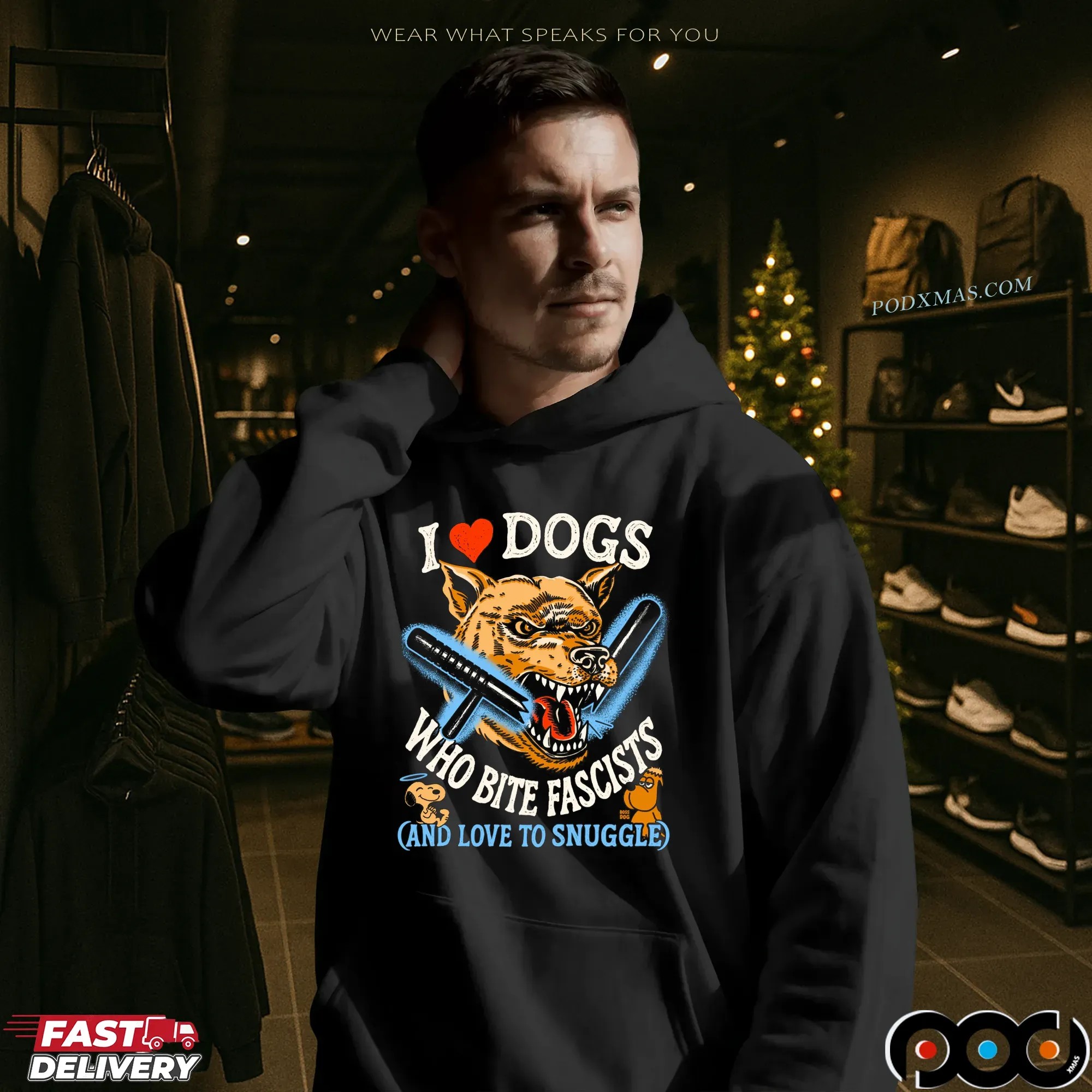 I Love Dog Who Bite Fascists And Love To Snuggle Snoopy T Shirt