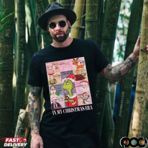 In My Christmas Era Holiday with Grinch, Rudolph, Olaf and Santa Graphic Parody T Shirt