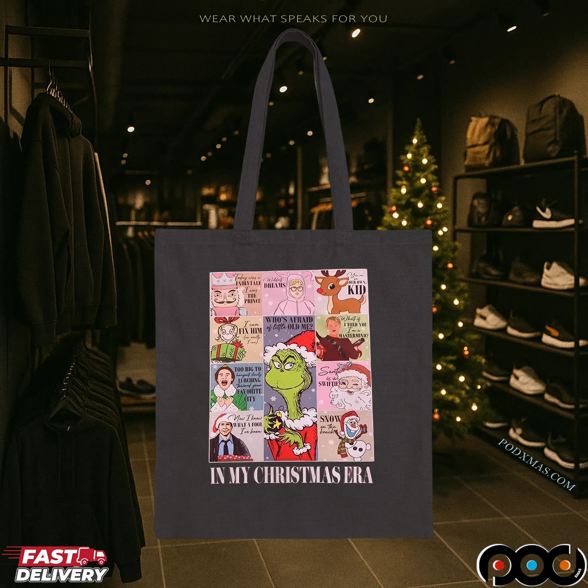 In My Christmas Era Holiday with Grinch, Rudolph, Olaf and Santa Graphic Parody T Shirt