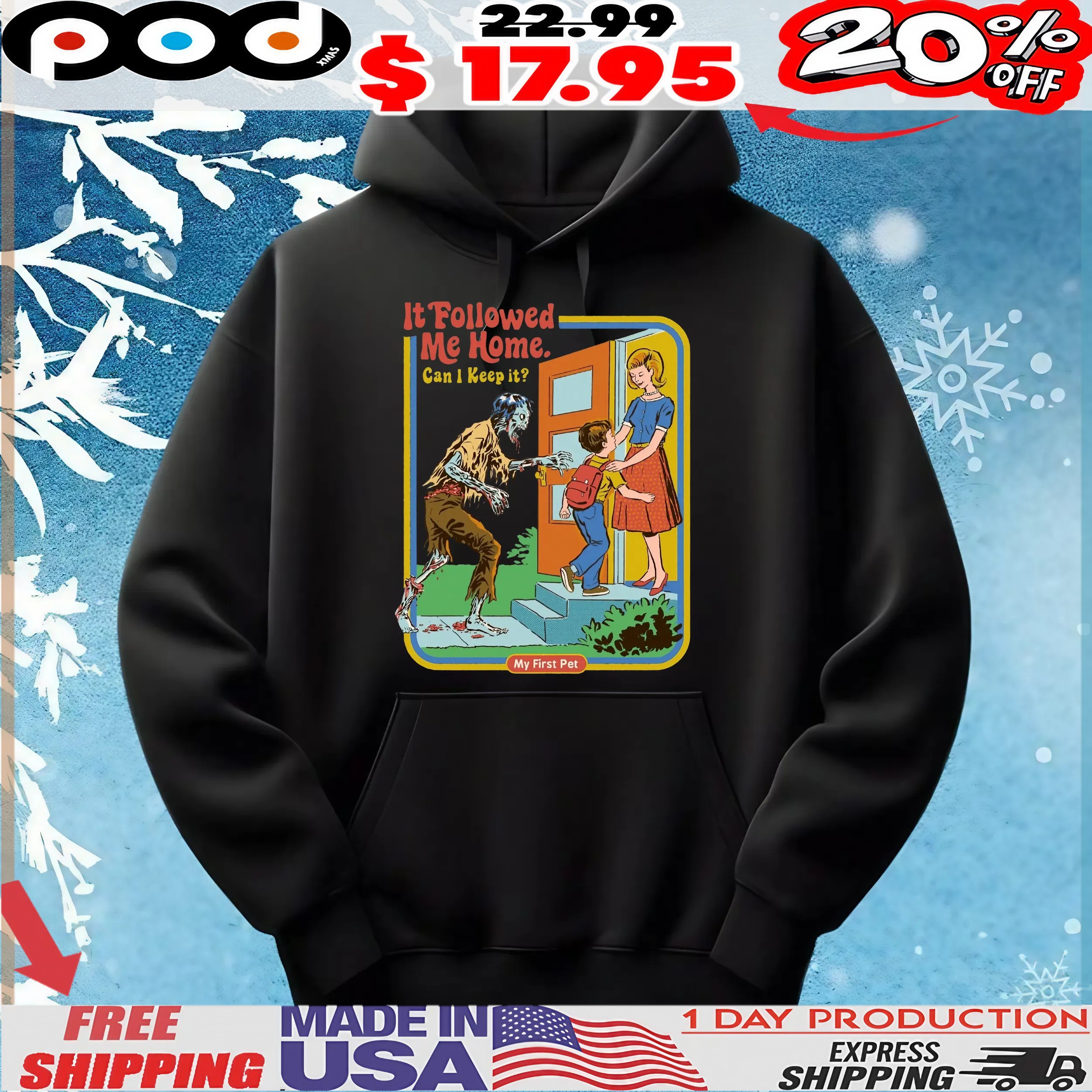 It Followed Me Home Can I Keep It My First Pet Zombie Retro T Shirt