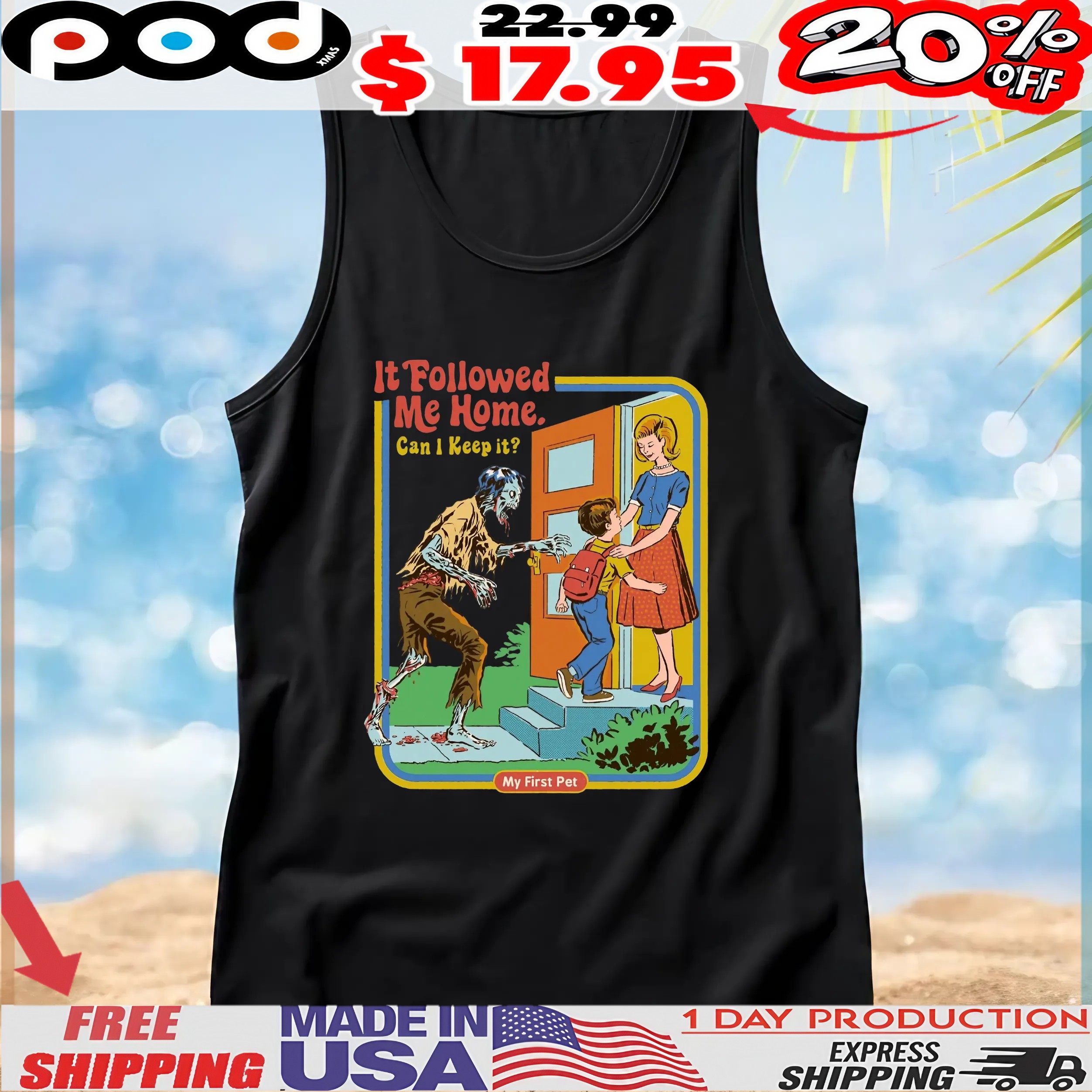 It Followed Me Home Can I Keep It My First Pet Zombie Retro T Shirt