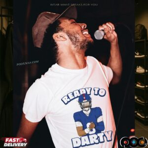Jaxson Dart New York Giants Ready To Darty Graphic Portrait T Shirt