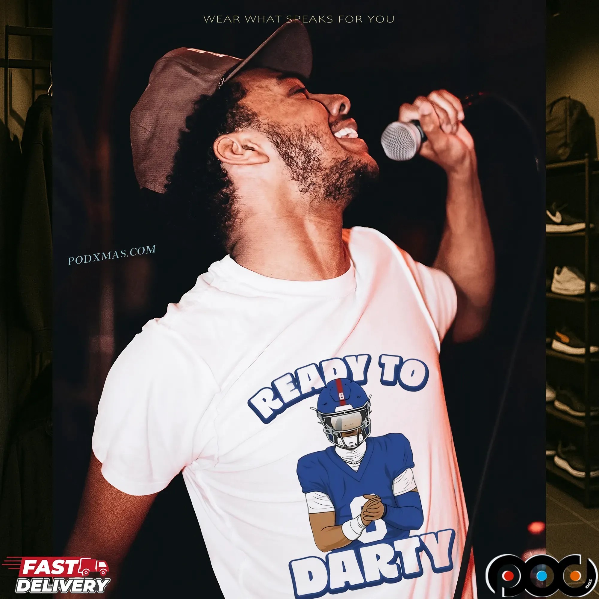 Jaxson Dart New York Giants Ready To Darty Graphic Portrait T Shirt Jaxson Dart New York Giants Ready To Darty Graphic Portrait T Shirt