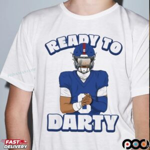 Jaxson Dart New York Giants Ready To Darty Graphic Portrait T Shirt