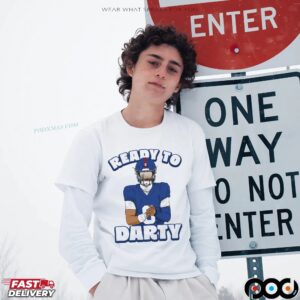 Jaxson Dart New York Giants Ready To Darty Graphic Portrait T Shirt