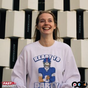 Jaxson Dart New York Giants Ready To Darty Graphic Portrait T Shirt