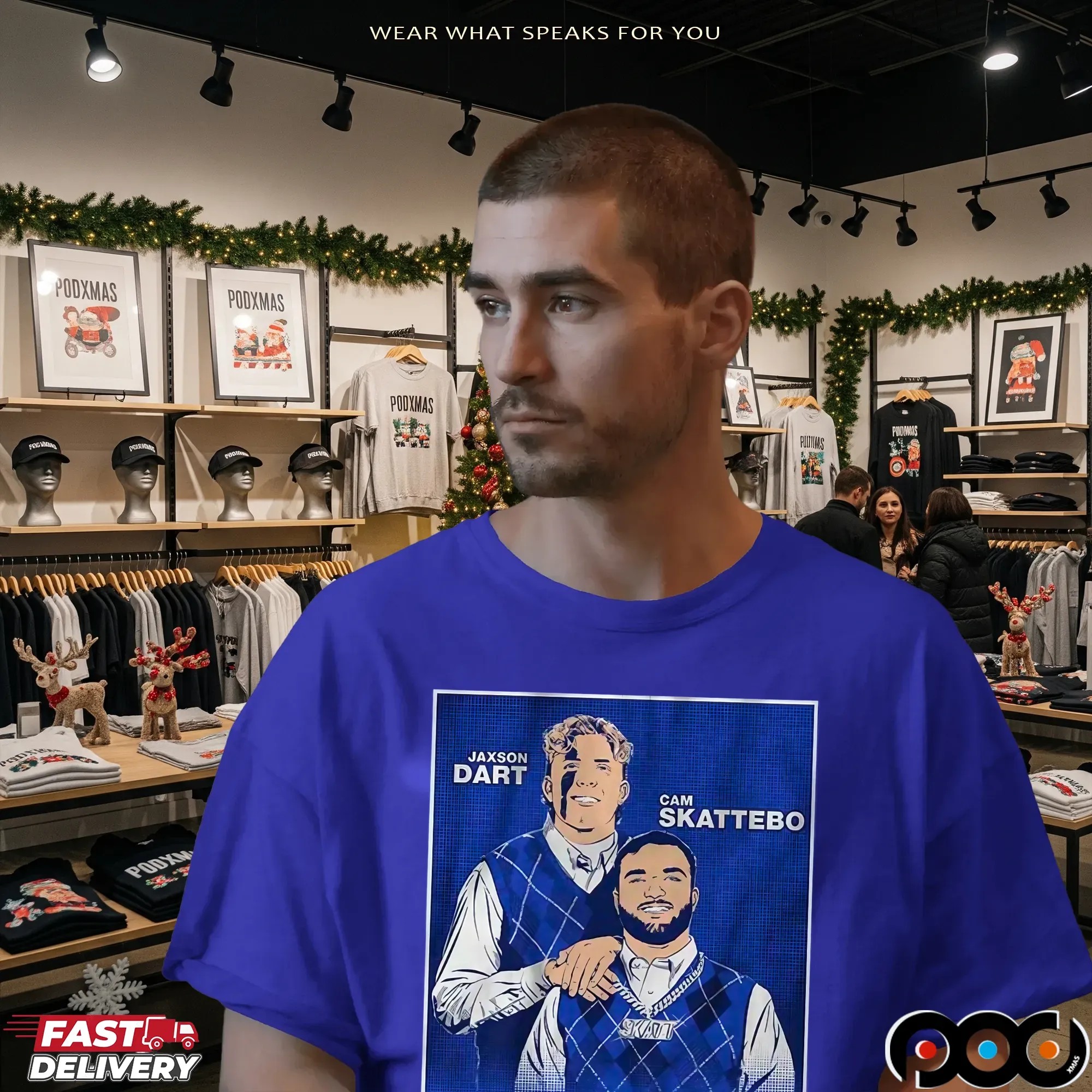 Jaxson Dart & Cam Skattebo Family Portrait Step Brothers Parody Graphic T Shirt