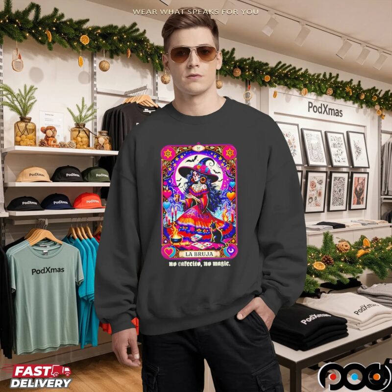 No Cafecito No Magic Bruja Card Halloween Holiday T Shirt